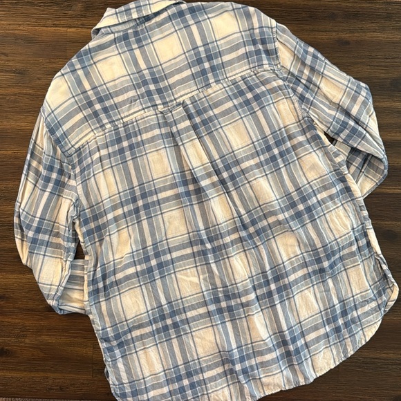 American Eagle Outfitters Seriously Lived In Blue Plaid Shirt Medium - Picture 9 of 11